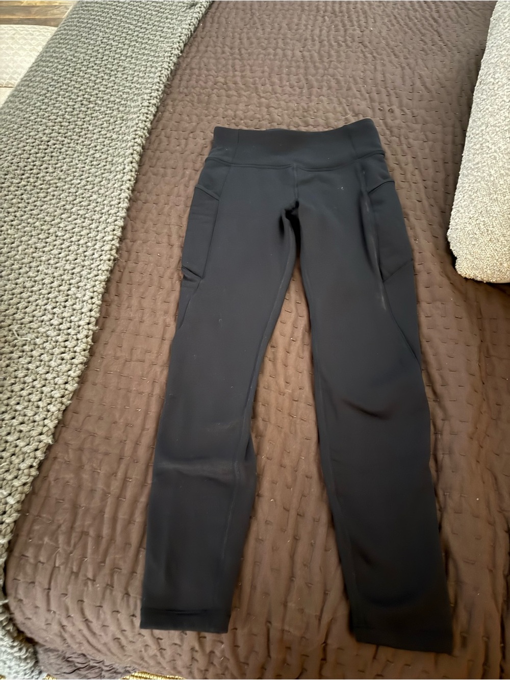 Athleta Black High-Rise Leggings with Side Pockets